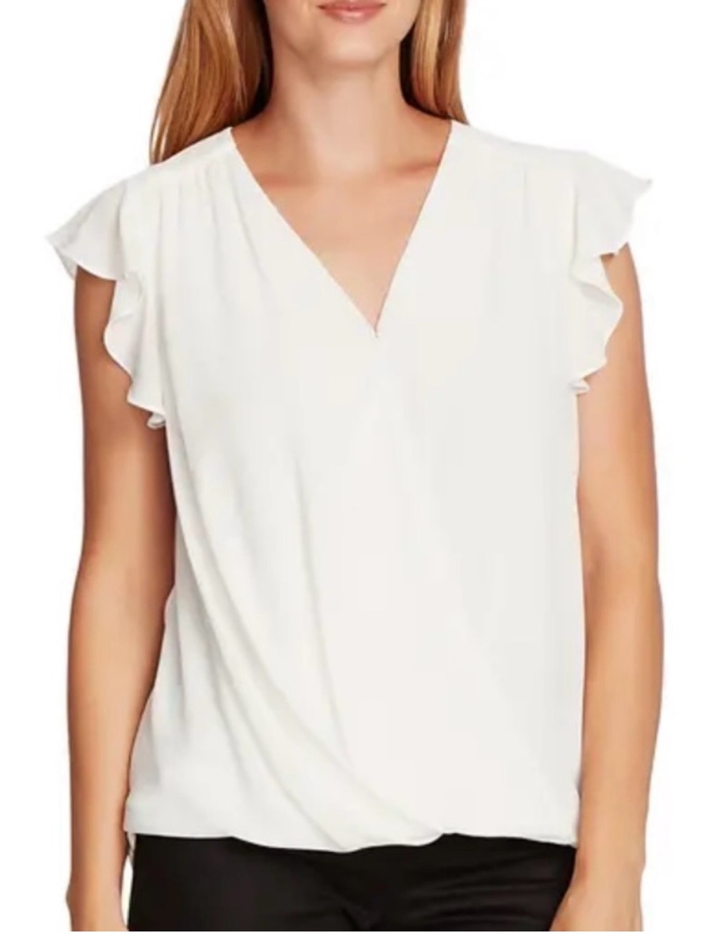 Vince Camuto Flutter Sleeve Ivory Wrap Top